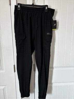 Men's Black Cargo Joggers with Elastic Waistband